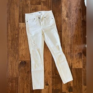 Paige denim white distressed skinny jeans